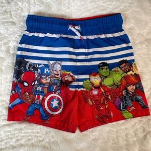 Marvel Boys Striped Swim Trunks